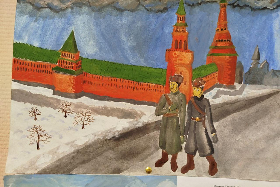 Воспитанники художественной школы Троицкого храма Кургана представили выставку работ к 23 февраля