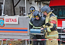 Курганские казаки участвовали в пожарно-тактических учениях