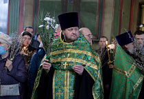 Митрополит Даниил на Всенощном бдении в Александро-Невском соборе освятил вербы