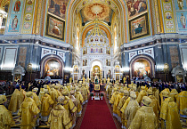 Митрополит Даниил сослужил Литургию Святейшему Патриарху Кириллу в день рождения Предстоятеля Русской Церкви